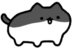 a line sticker of a tuxedo cat standing with its mouth open.